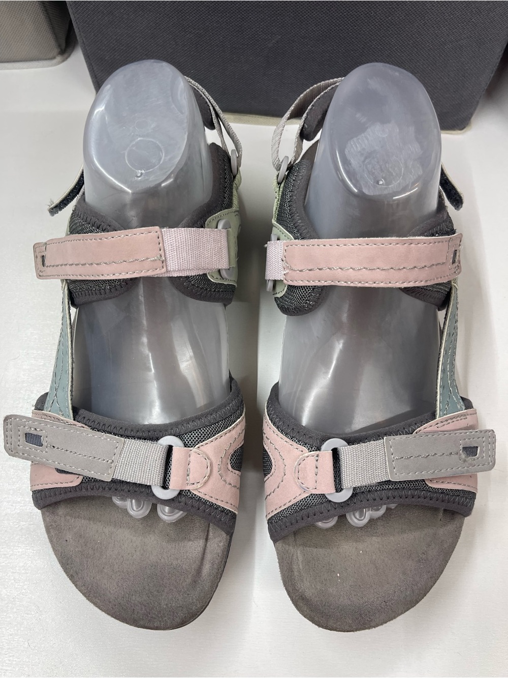 Earth Origins Pink and Gray Adjustable Comfort Sandals